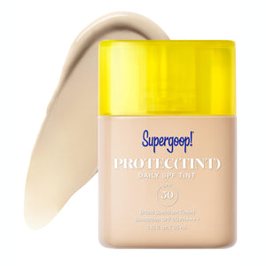 Supergoop! Protec(tint) tono claro, cobertura ligera y acabado natural para piel uniforme.