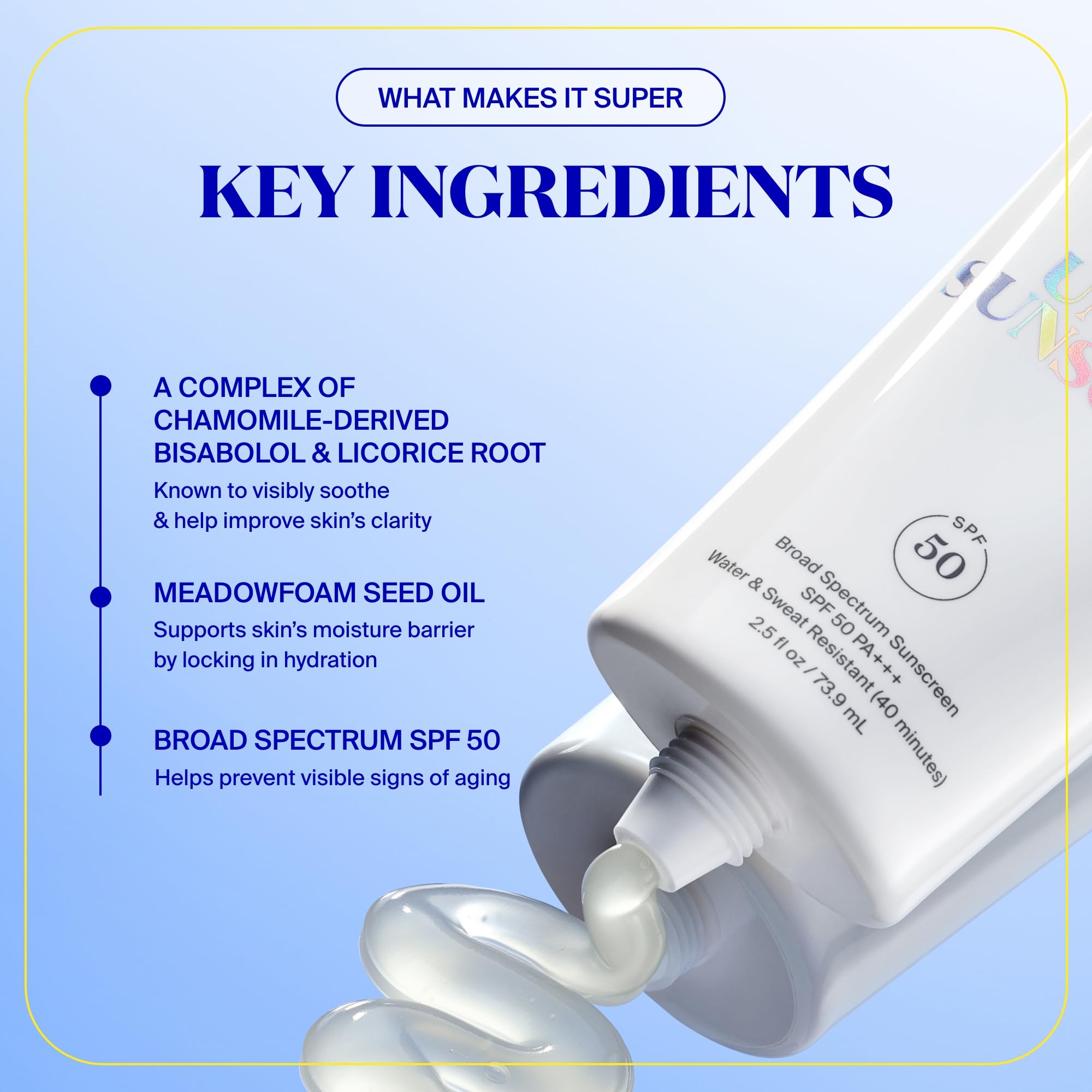 Supergoop Unseen Sunscreen: ingredientes clave bisabolol y regaliz para calma de la piel