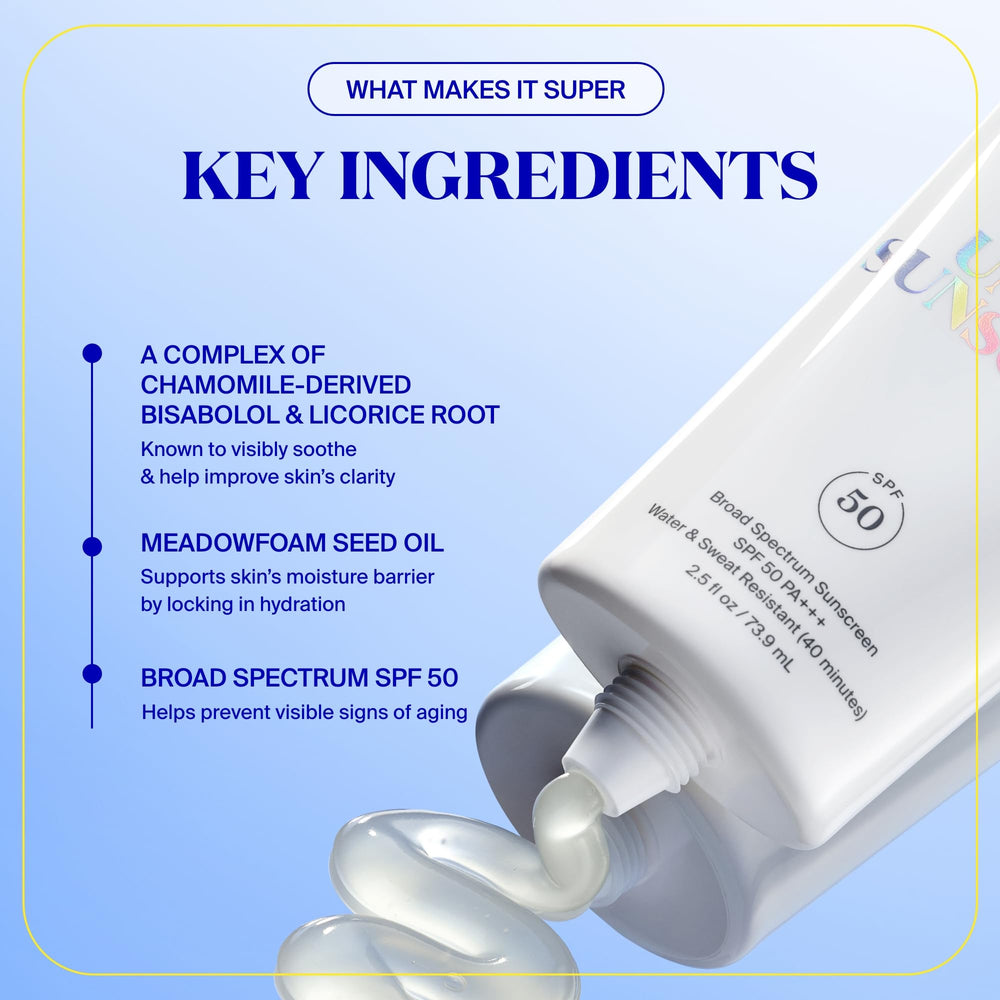 Supergoop Unseen Sunscreen: ingredientes clave bisabolol y regaliz para calma de la piel