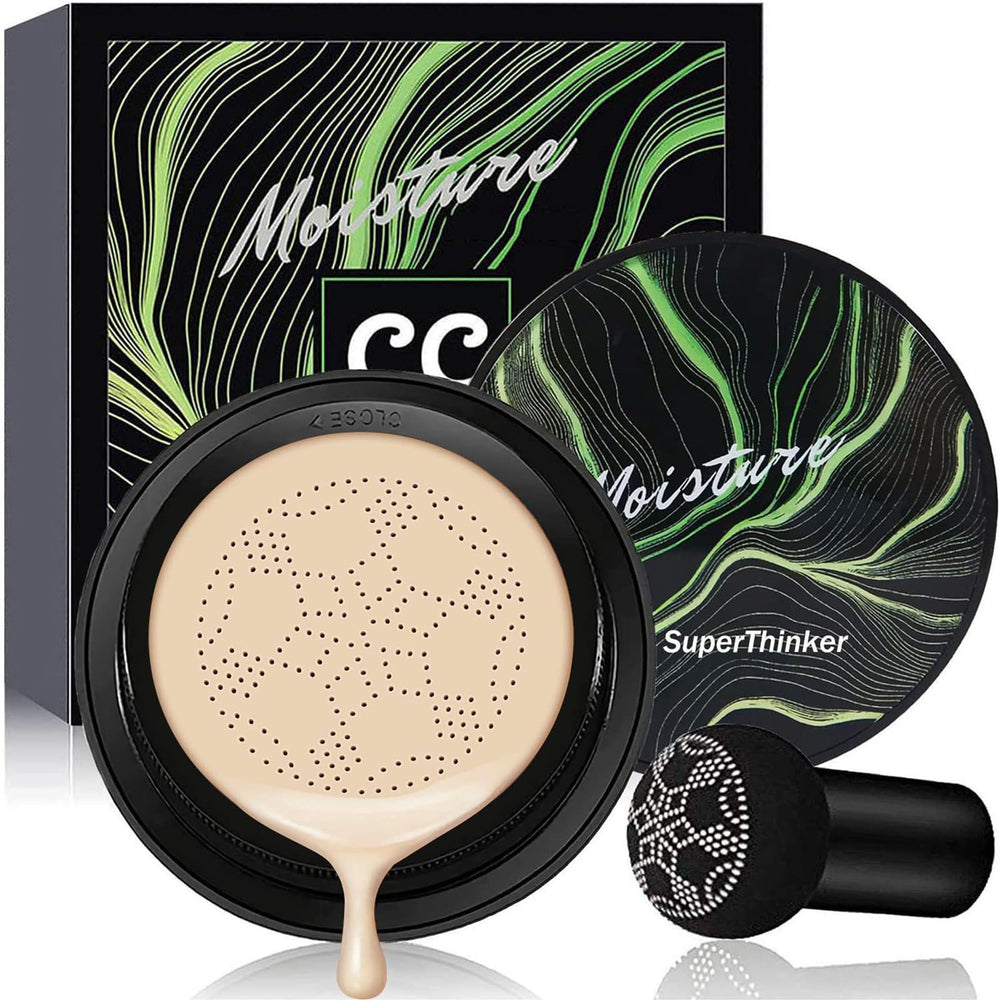 SuperThinker crema CC de aire en botella con cobertura natural y uniforme.