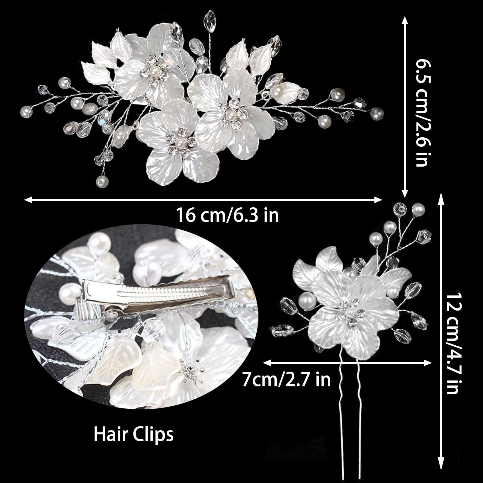 Supgoodom pinza cabello boda con cristal, segura y brillante para peinados.