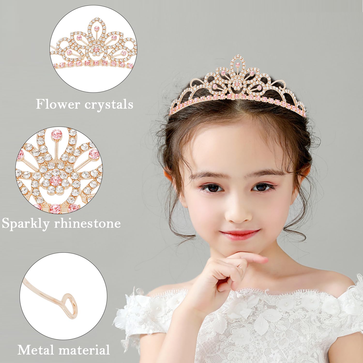 SuPoo diadema princesa rosa dorado, ideal para baile escolar o graduaciones.