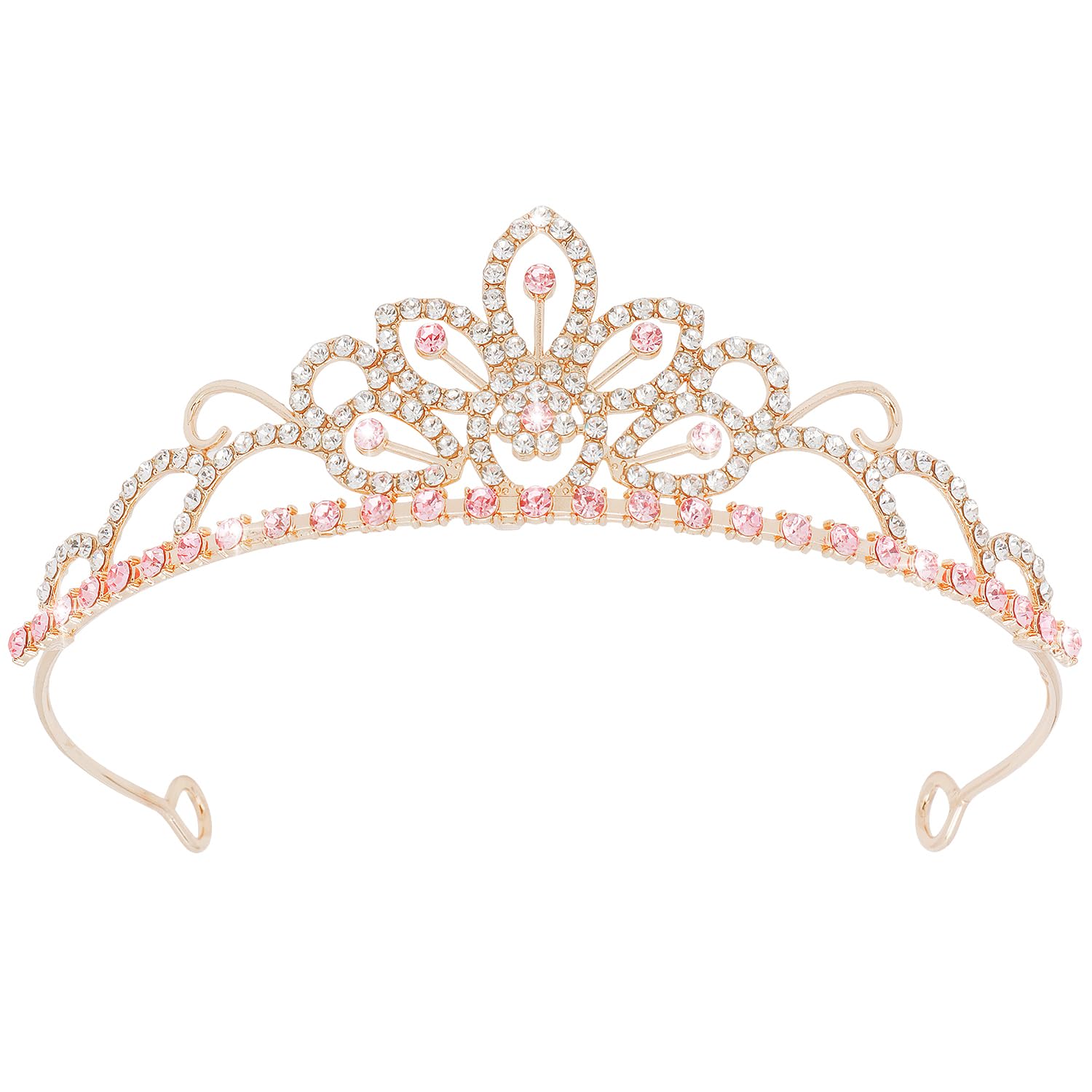 SuPoo tiara princesa rosa dorado, brillo llamativo para fiestas y sesiones de fotos.