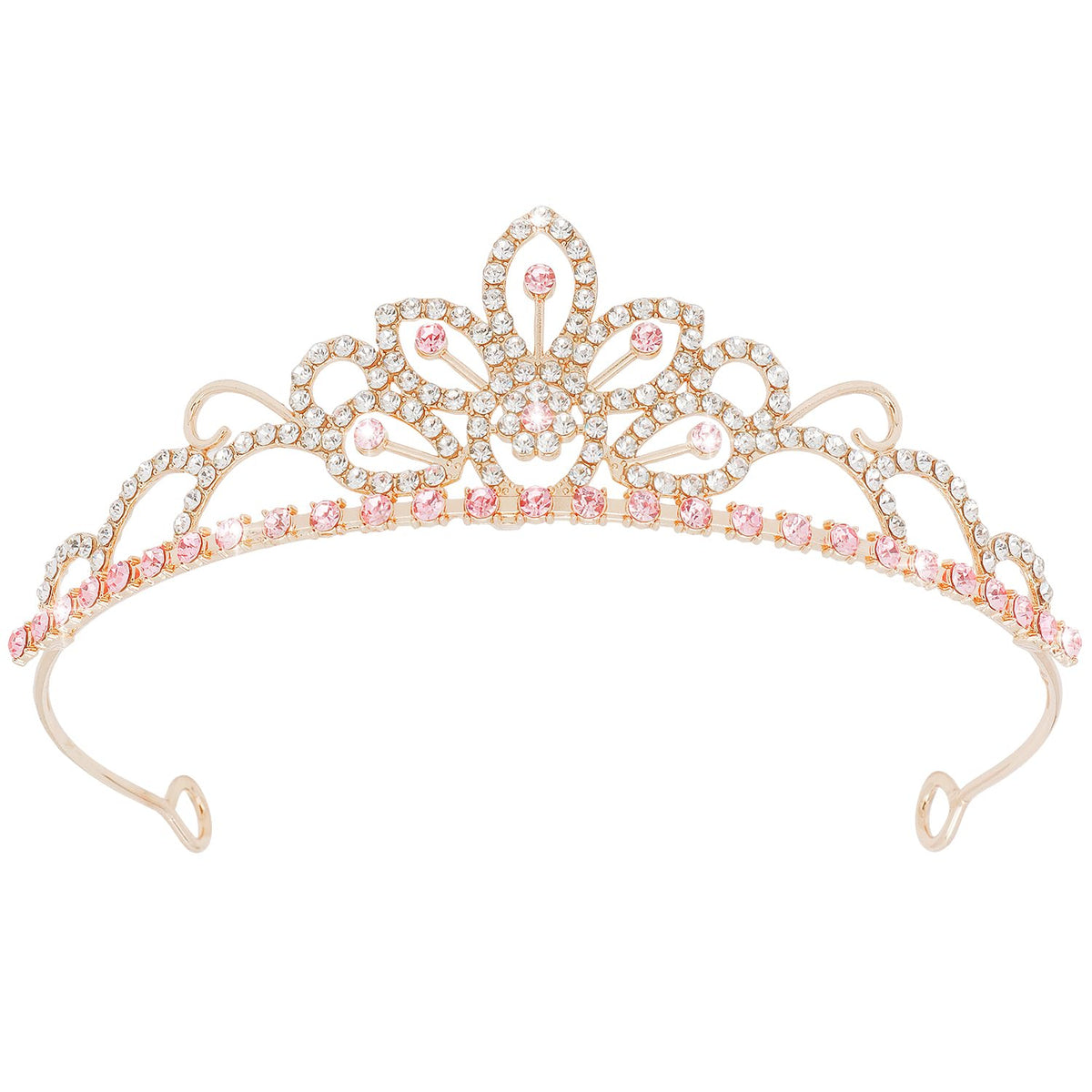 SuPoo tiara princesa rosa dorado, brillo llamativo para fiestas y sesiones de fotos.
