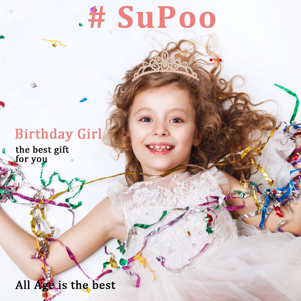 SuPoo diadema princesa rosa dorado, complemento perfecto para bodas o galas.