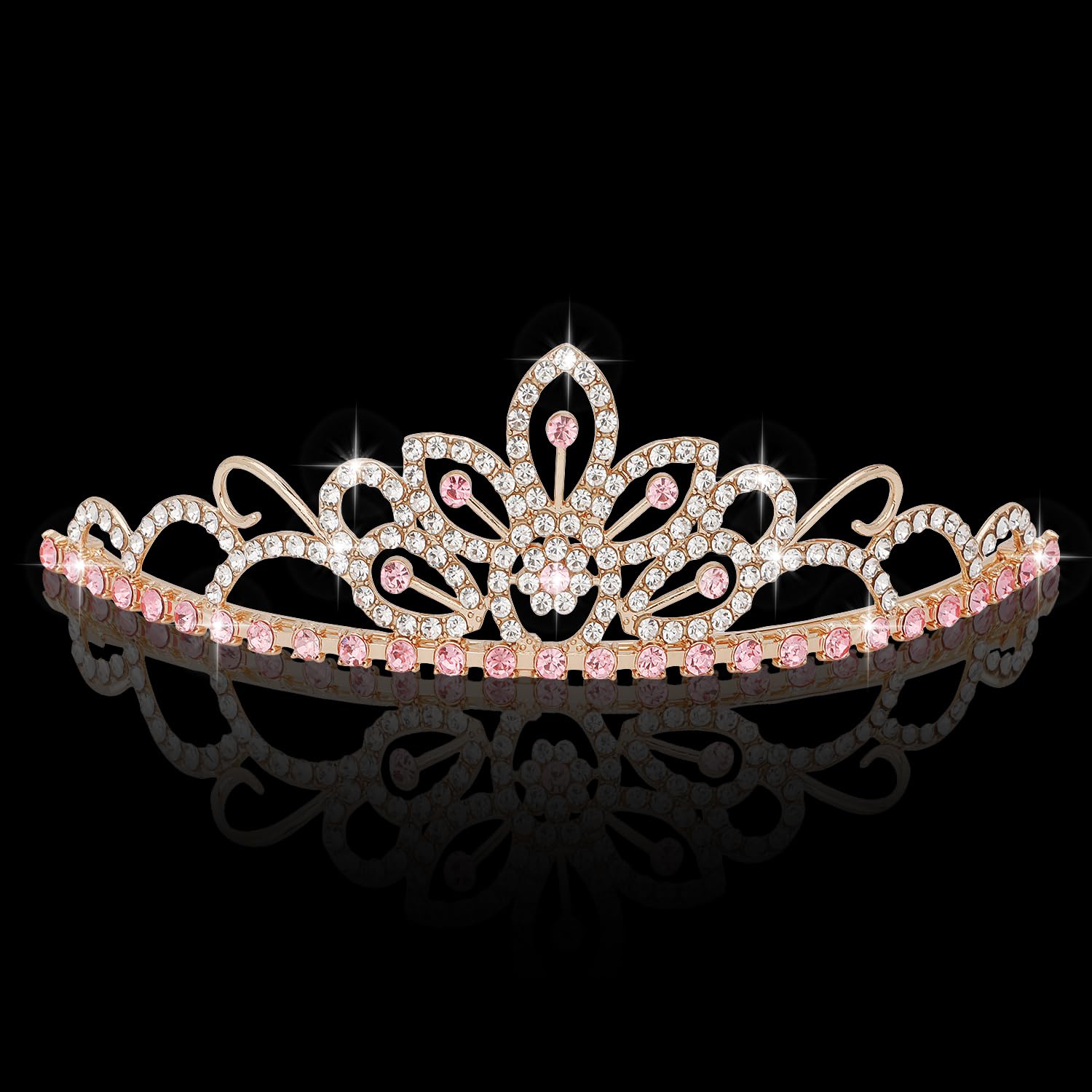 SuPoo diadema princesa rosa dorado, útil como prop para sesiones fotográficas.