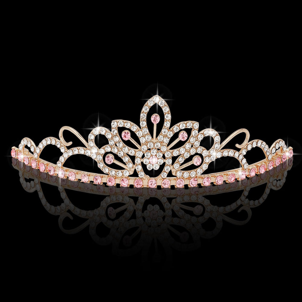 SuPoo diadema princesa rosa dorado, útil como prop para sesiones fotográficas.