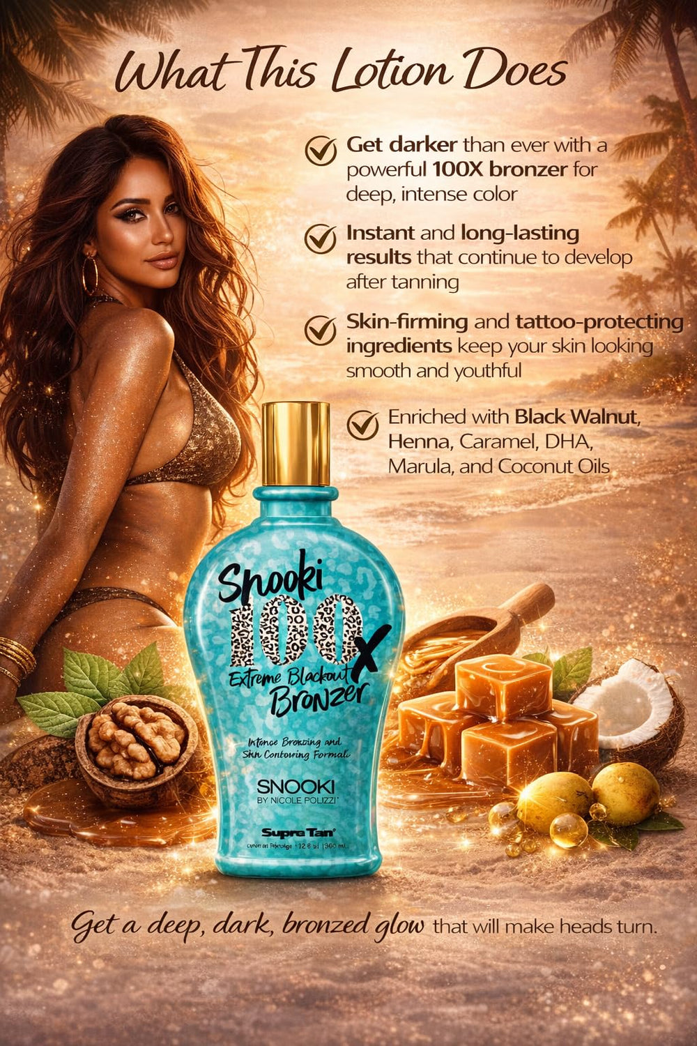 Supre Snooki aceites nutritivos dejan la piel hidratada y suave.