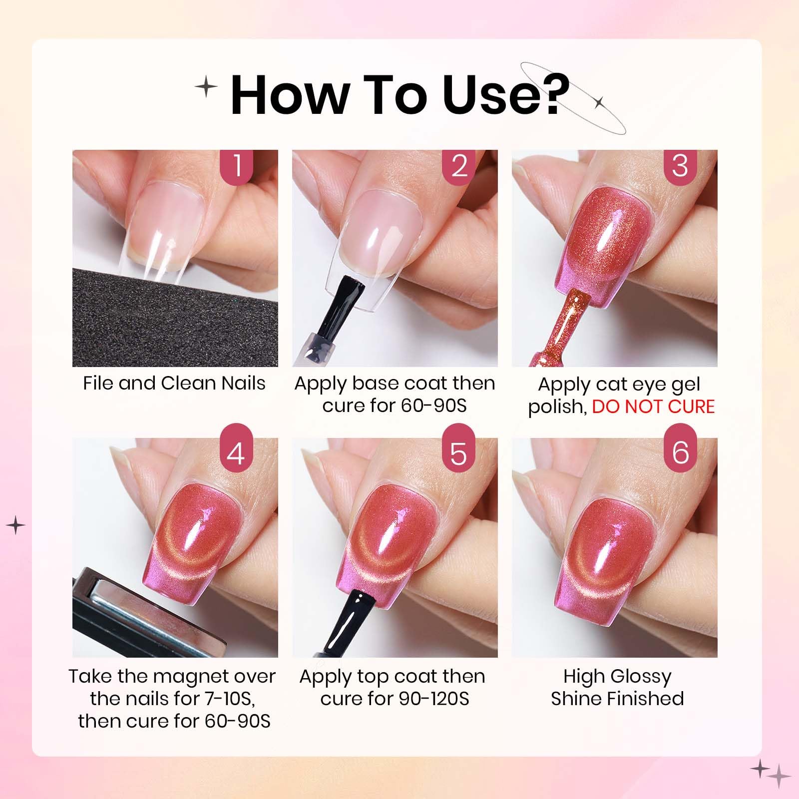 SUPWEE Cat Eye Gel revela cambios de ángulo para variación de diseño.