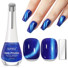 SupWEE esmalte azul ojo de gato en botella, color intenso para cada ocasión.