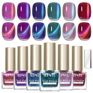 SUPWEE Esmalte Gato Ojo Set vario tonos, acabado llamativo para uñas