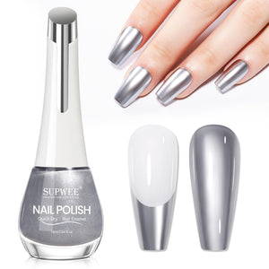 SUPWEE esmalte plateado metálico en botella con brillo espejo para uñas