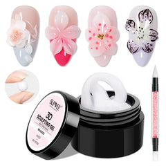SUPWEE Gel 3D esculpido en blanco para uñas, extensión estable y limpia.