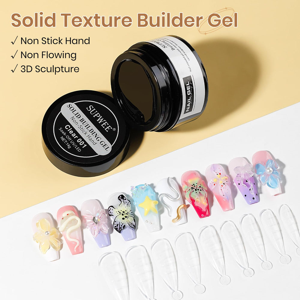 SUPWEE Gel Builder Arte 3D Transparente: modela uñas con precisión.