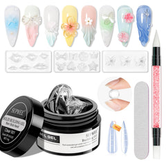 SUPWEE gel claro para modelado 3D de uñas, facilita formas limpias y definidas.