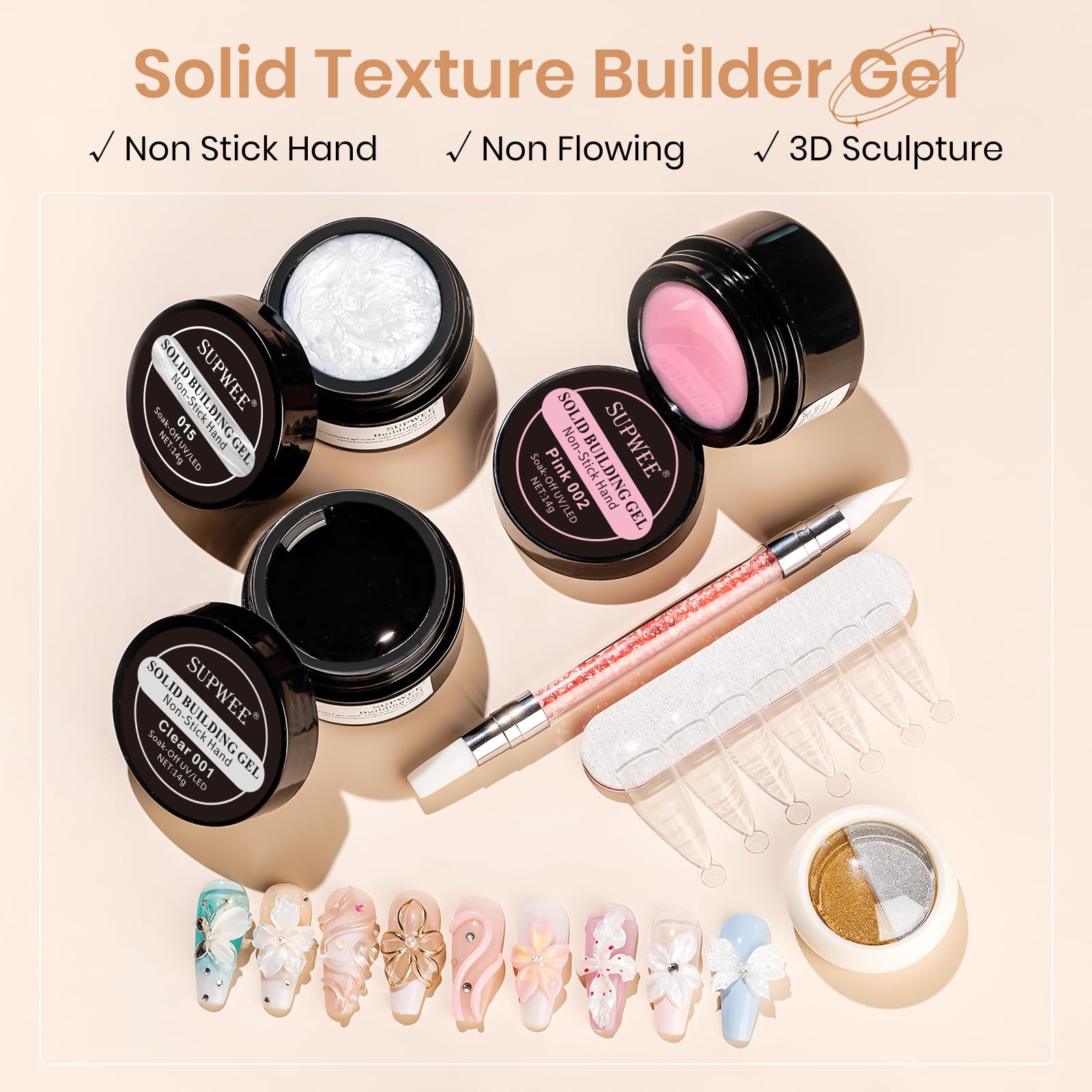 Gel SUPWEE de extensión de uñas perla blanca para estilo suave.