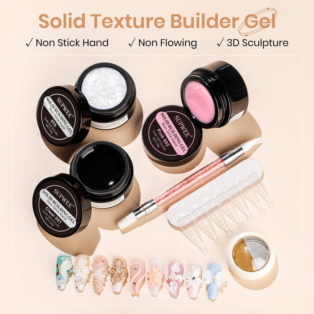 Gel SUPWEE de extensión de uñas perla blanca para estilo suave.