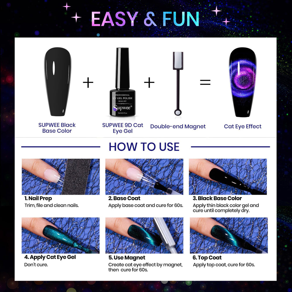 SUPWEE palillo magnético de doble punta para diseños en uñas