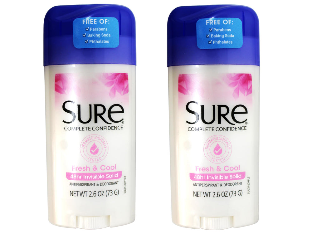 Sure desodorante invisible sólido en empaque doble para uso diario.