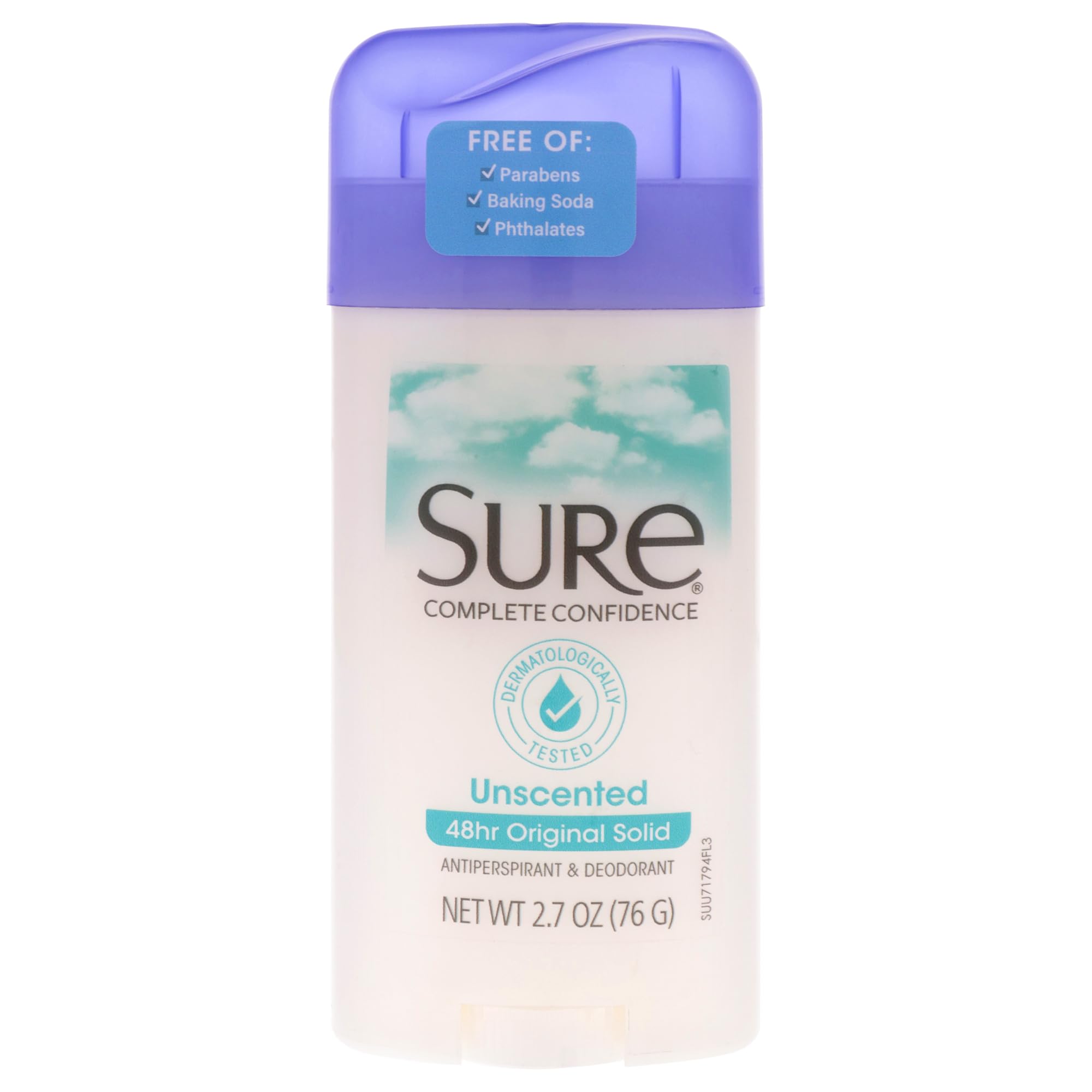 Sure Original desodorante sólido sin aroma, protección duradera para todo el día