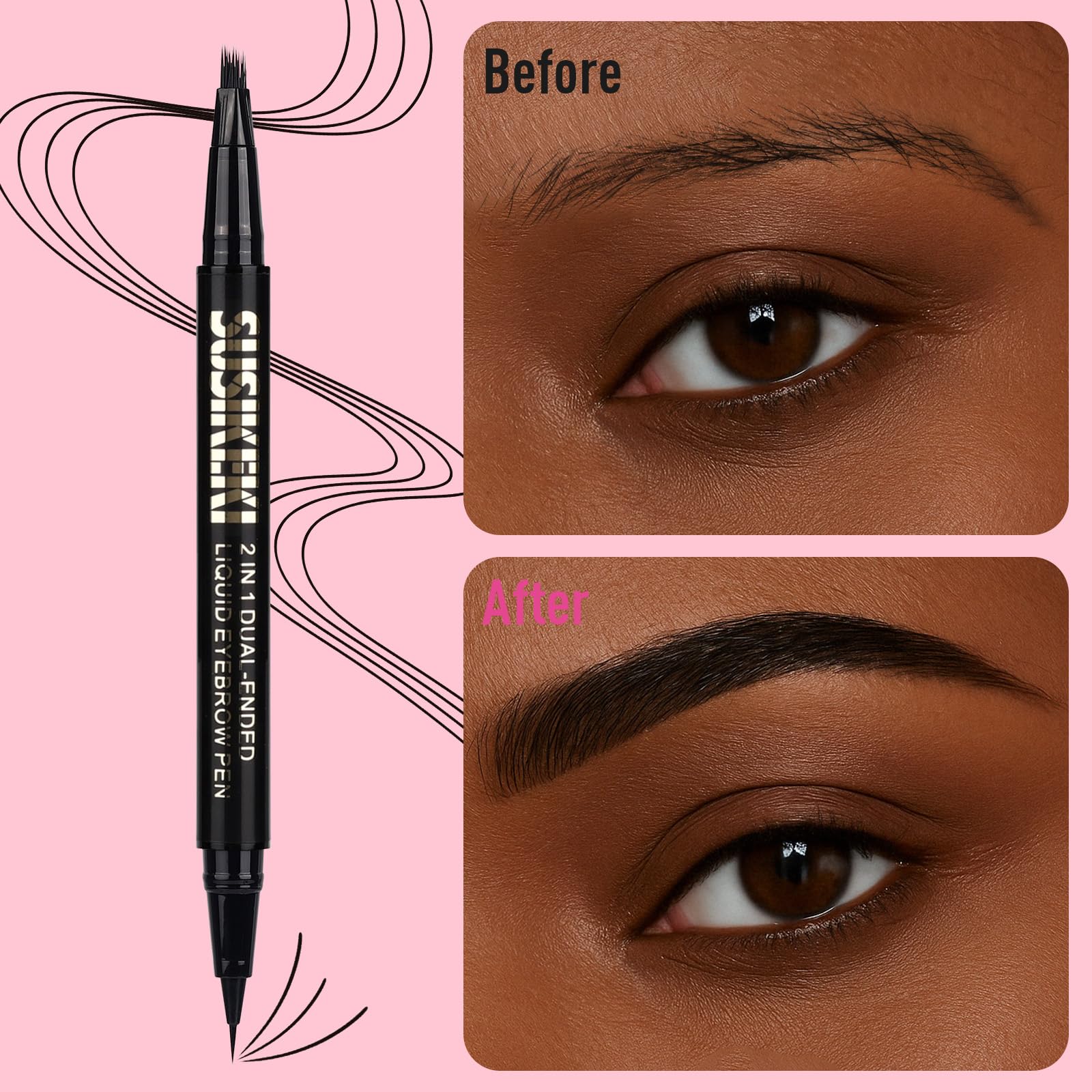 SUSIKEKI Brow-Fection cepillo cuadrado en accion para rellenar