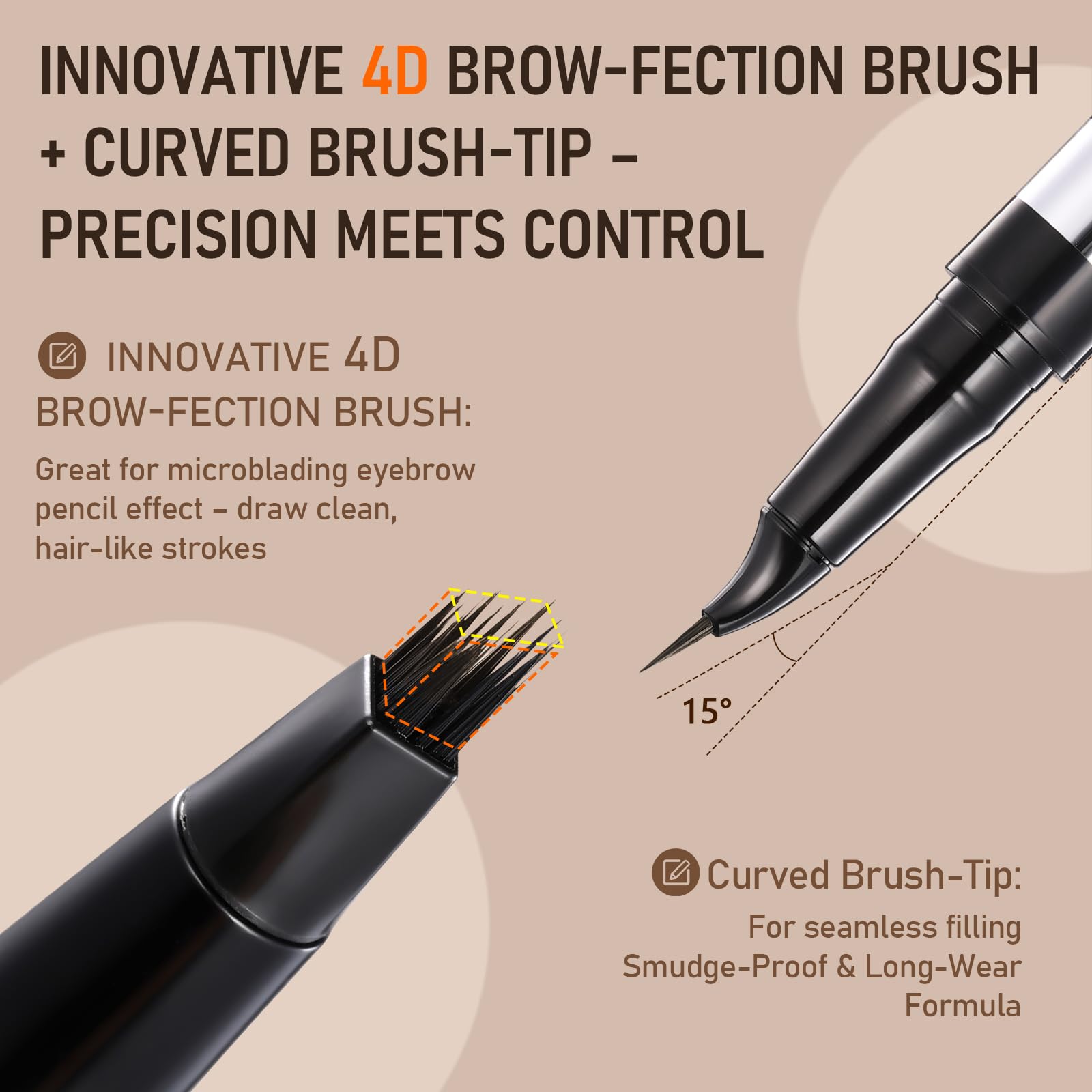 SUSIKEKI Cepillo 4D Brow-Fection para trazos realistas y relleno suave.