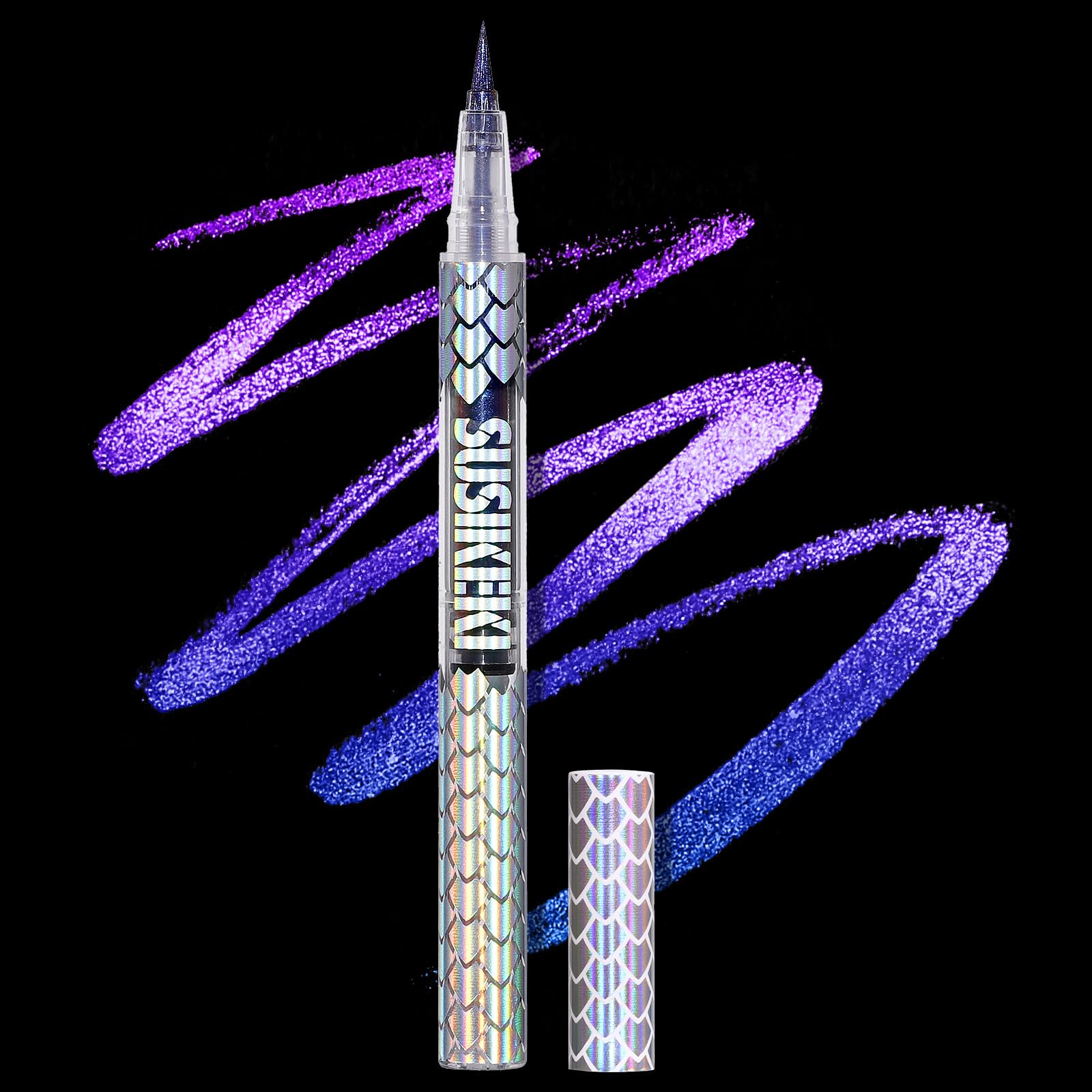 Delineador líquido SUSIKEKI iris crepuscular en tono azul-morado, cambio de color para estilos audaces
