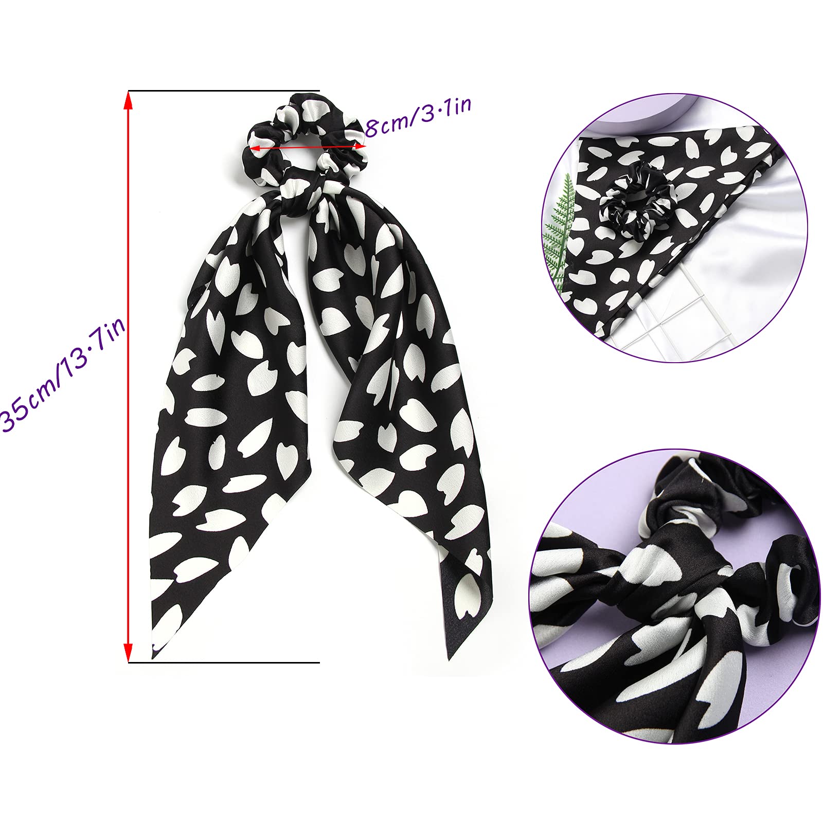 SUSULU Scrunchie chiffon lazo blanco para recogido suave.