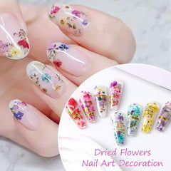 SUTOZMIWE flores secas multicolores para uñas con pétalos delicados.