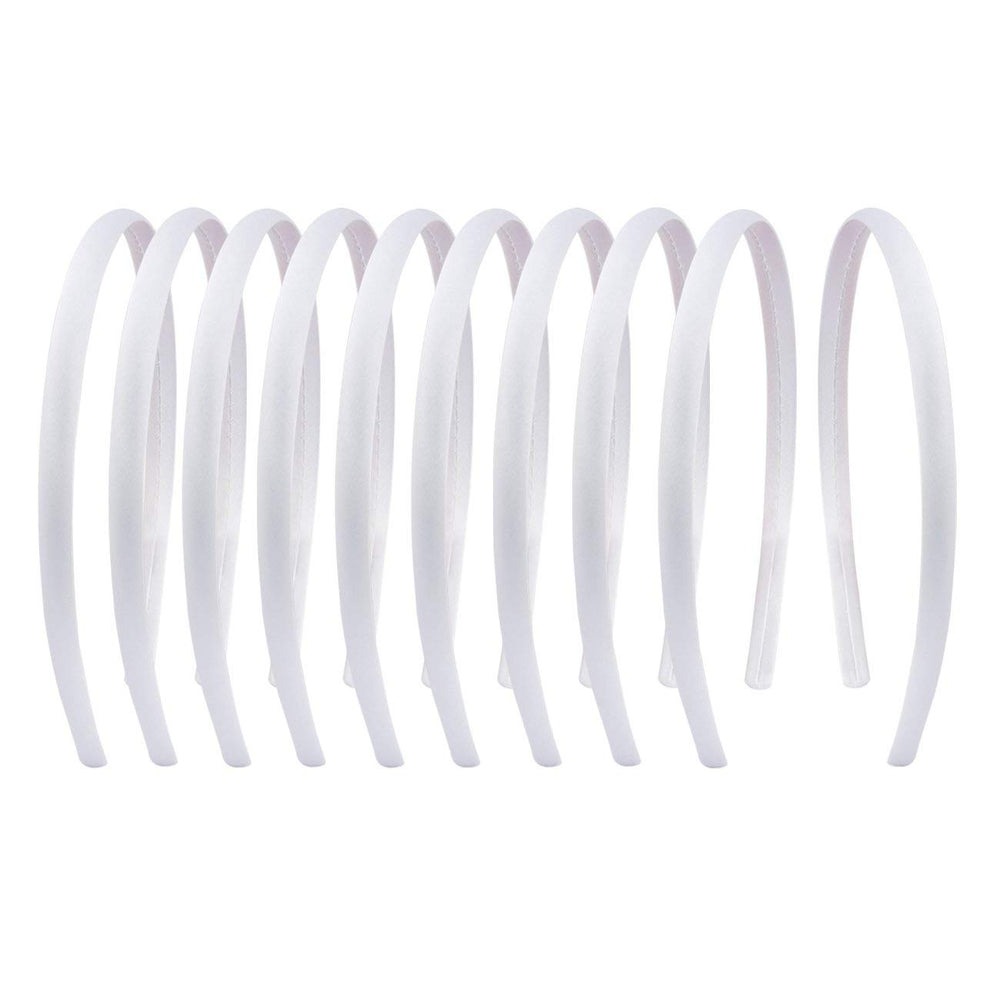 Suyegirl diadema satinada blanca de 1 cm; comodidad diaria y sujeción suave