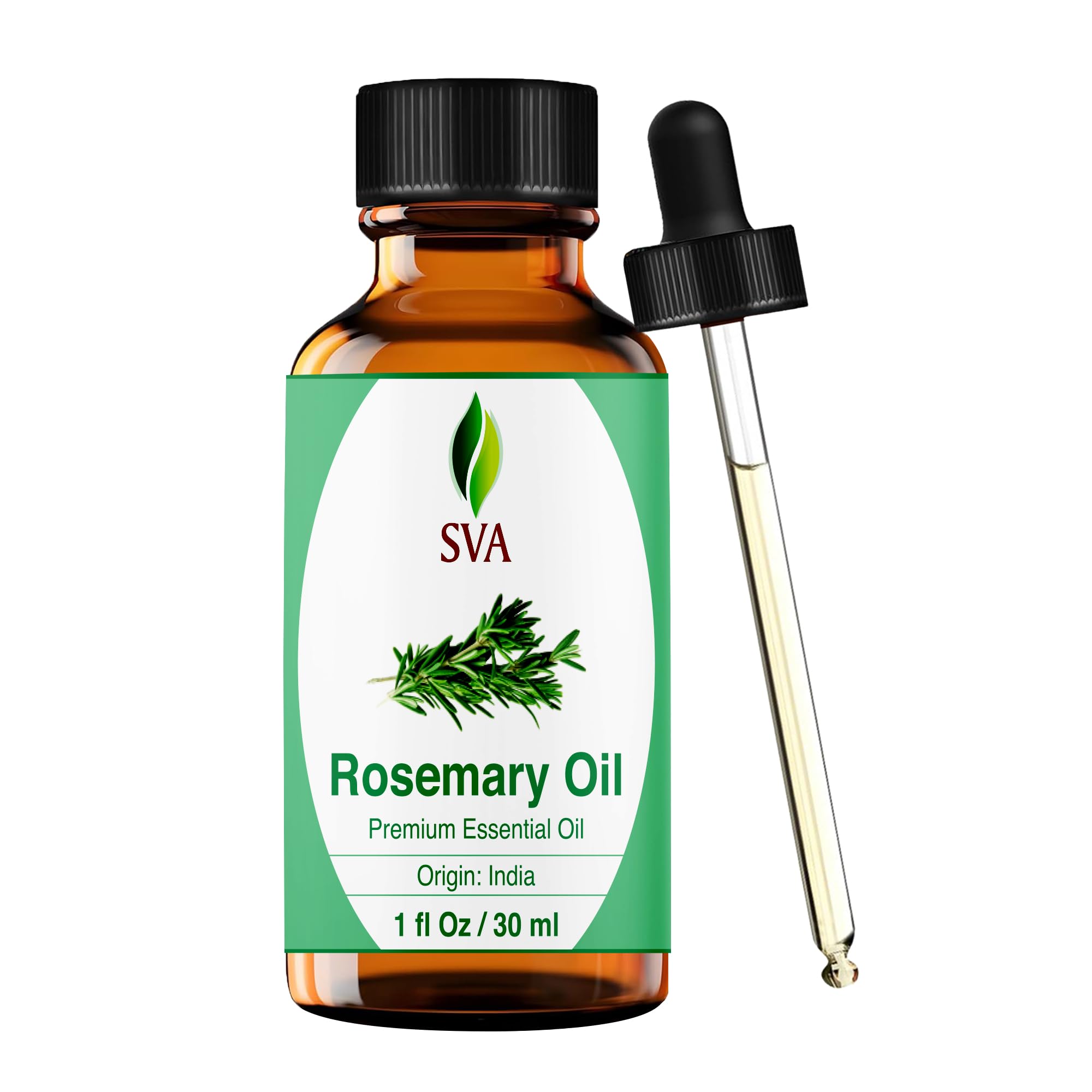 Aceite esencial de romero SVA en frasco 1 oz para cabello y piel.