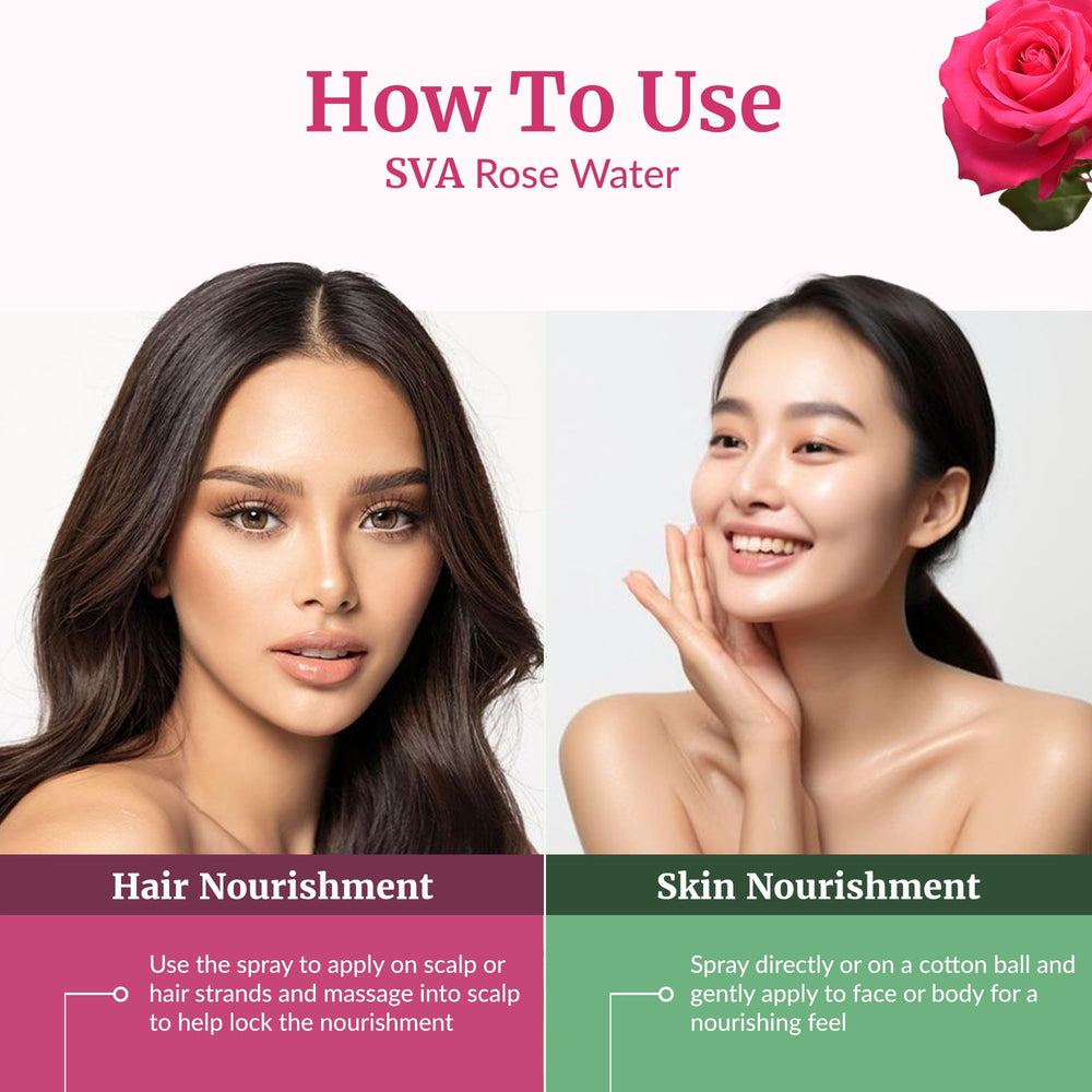 SVA Agua de Rosa: uso capilar para aroma floral y brillo ligero.