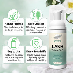 SVECKE Kit Champú Pestañas Árbol de Té: cepillo-limpieza para eliminar maquillaje y suciedad