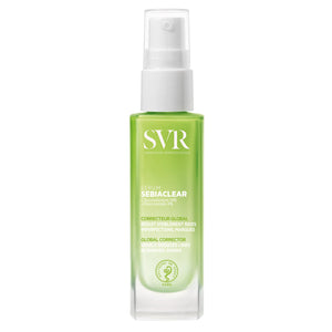 SVR Sebiaclear Serum en botella frontal para piel grasa sensible y poros más limpios.