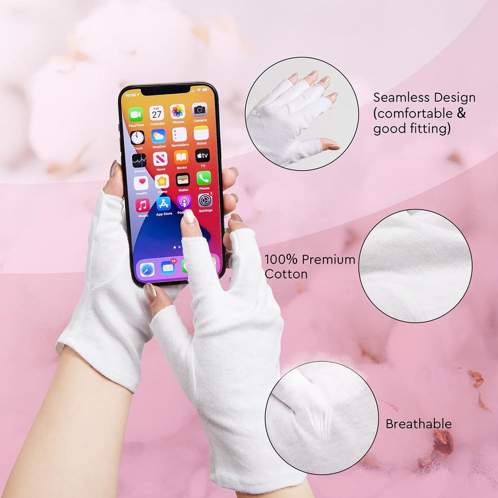 SWAKER guantes de algodón blancos, uso nocturno para absorción suave de crema.
