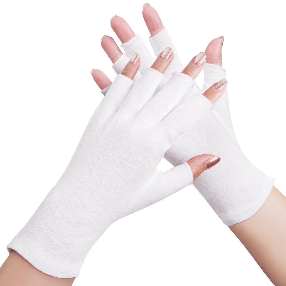 SWAKER guantes de algodón blancos sin dedos, confortables para hidratar manos secas.