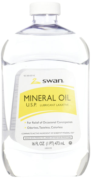 Swan Aceite Mineral en botella, hidratación suave para piel y uñas.