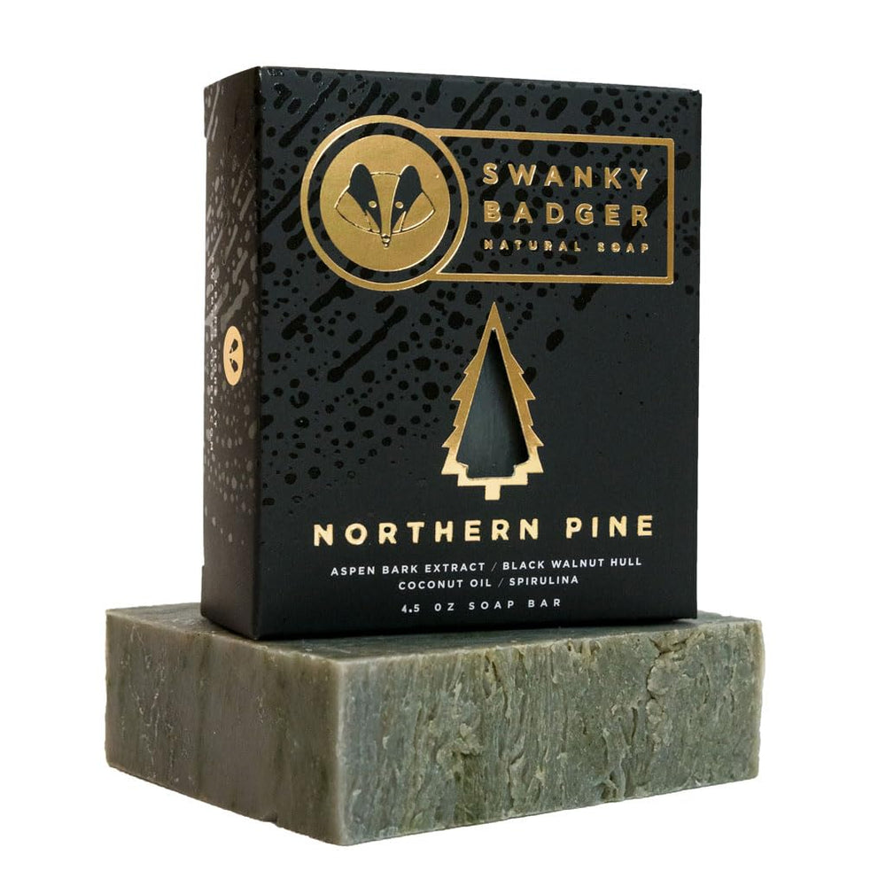 Swanky Badger Northern Pine, botella; gel de ducha que nutre la piel y calma sensibilidad.