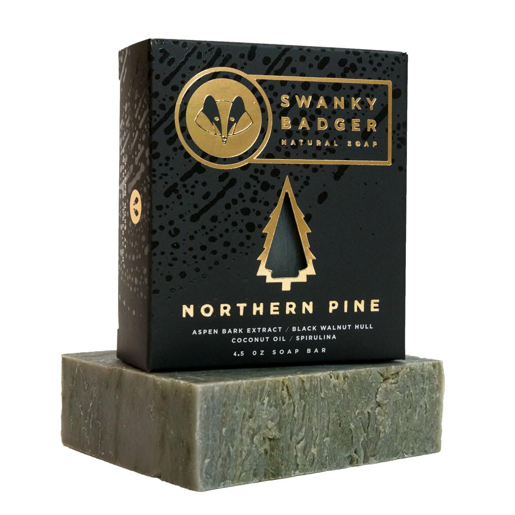 Swanky Badger Northern Pine, botella; gel de ducha que nutre la piel y calma sensibilidad.