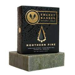 Swanky Badger Northern Pine, botella; gel de ducha que nutre la piel y calma sensibilidad.