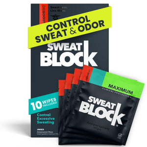 SweatBlock toallitas antiperspirante, uso nocturno para mayor sequedad al despertar.