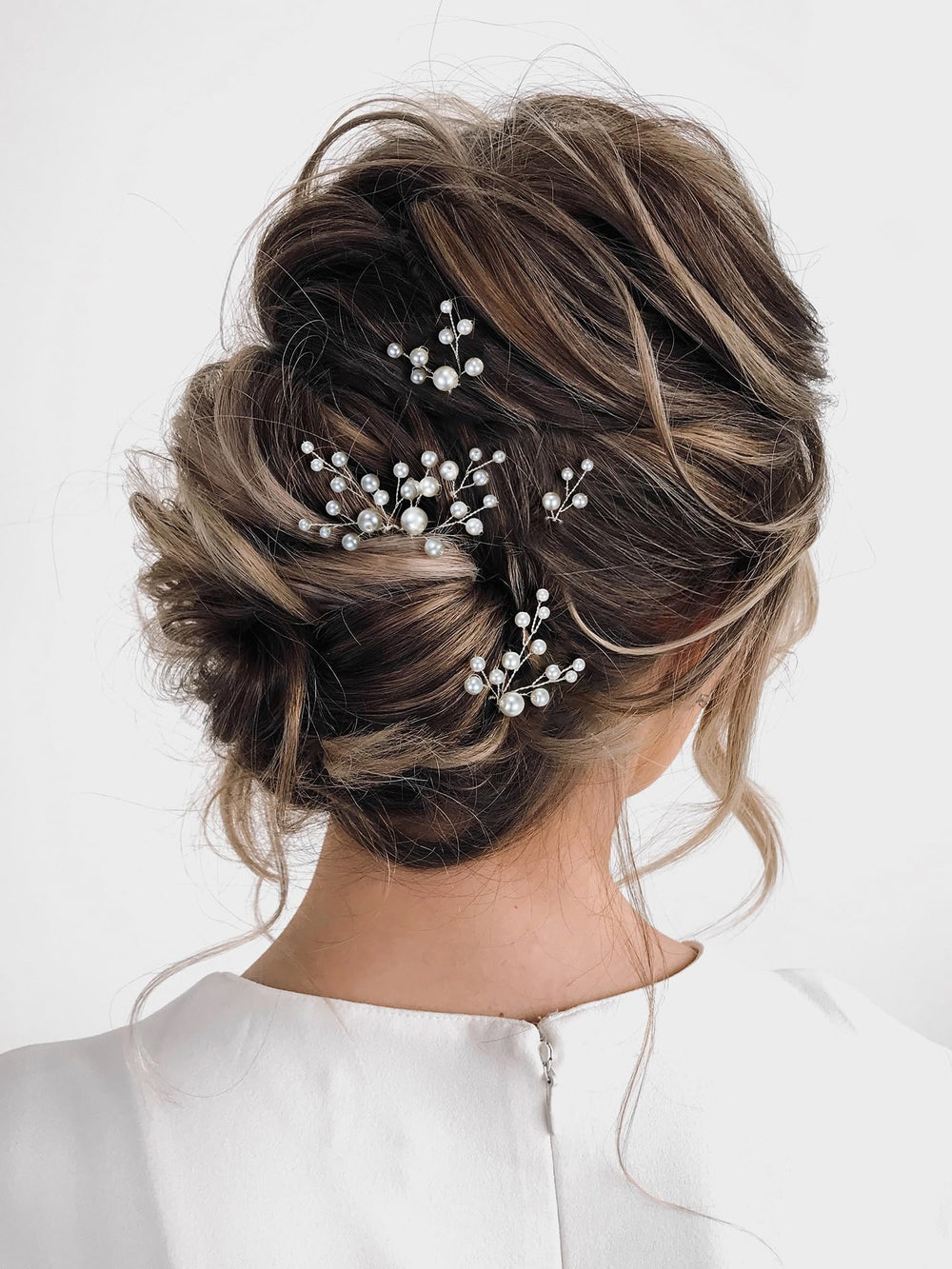 SWEETV horquilla de cabello joya con perla para look de novia