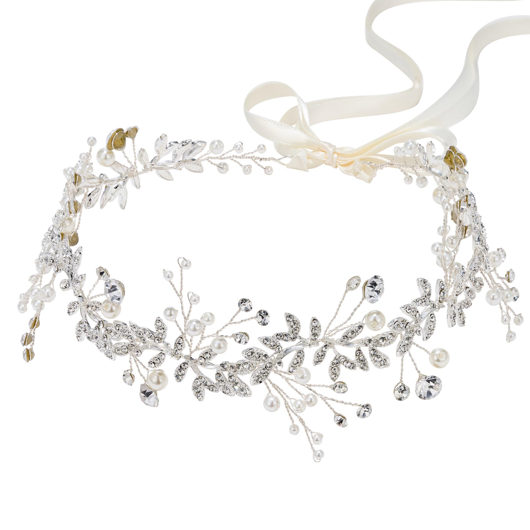 Tocado SWEETV para novia con cristales y perlas, brillo elegante para la boda.
