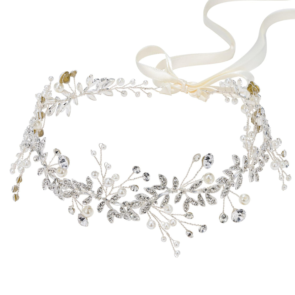 Tocado SWEETV para novia con cristales y perlas, brillo elegante para la boda.
