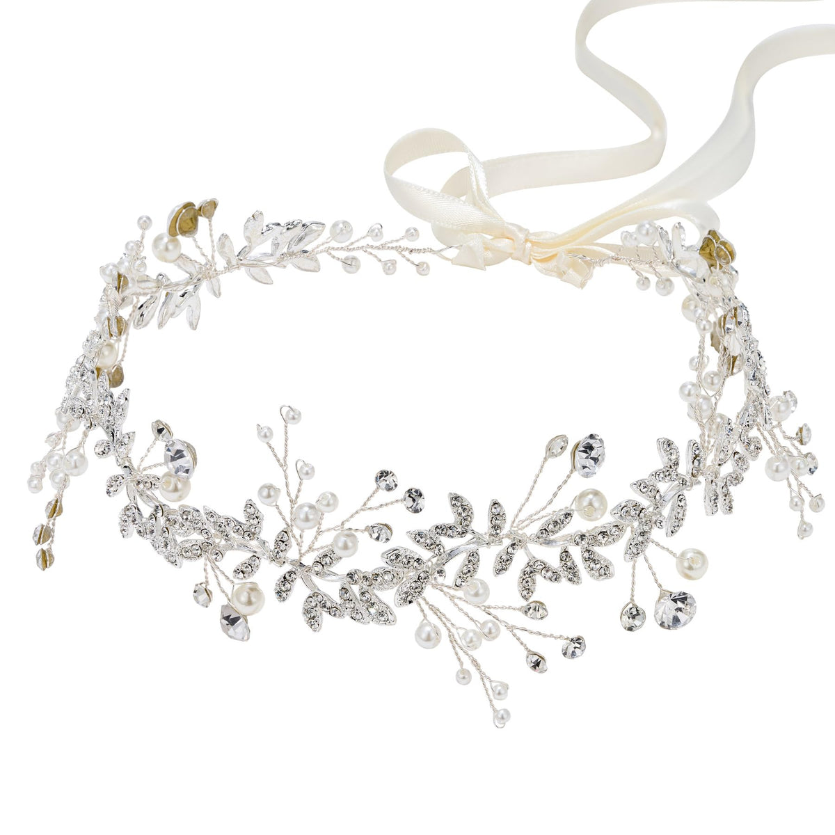 Tocado SWEETV para novia con cristales y perlas, brillo elegante para la boda.