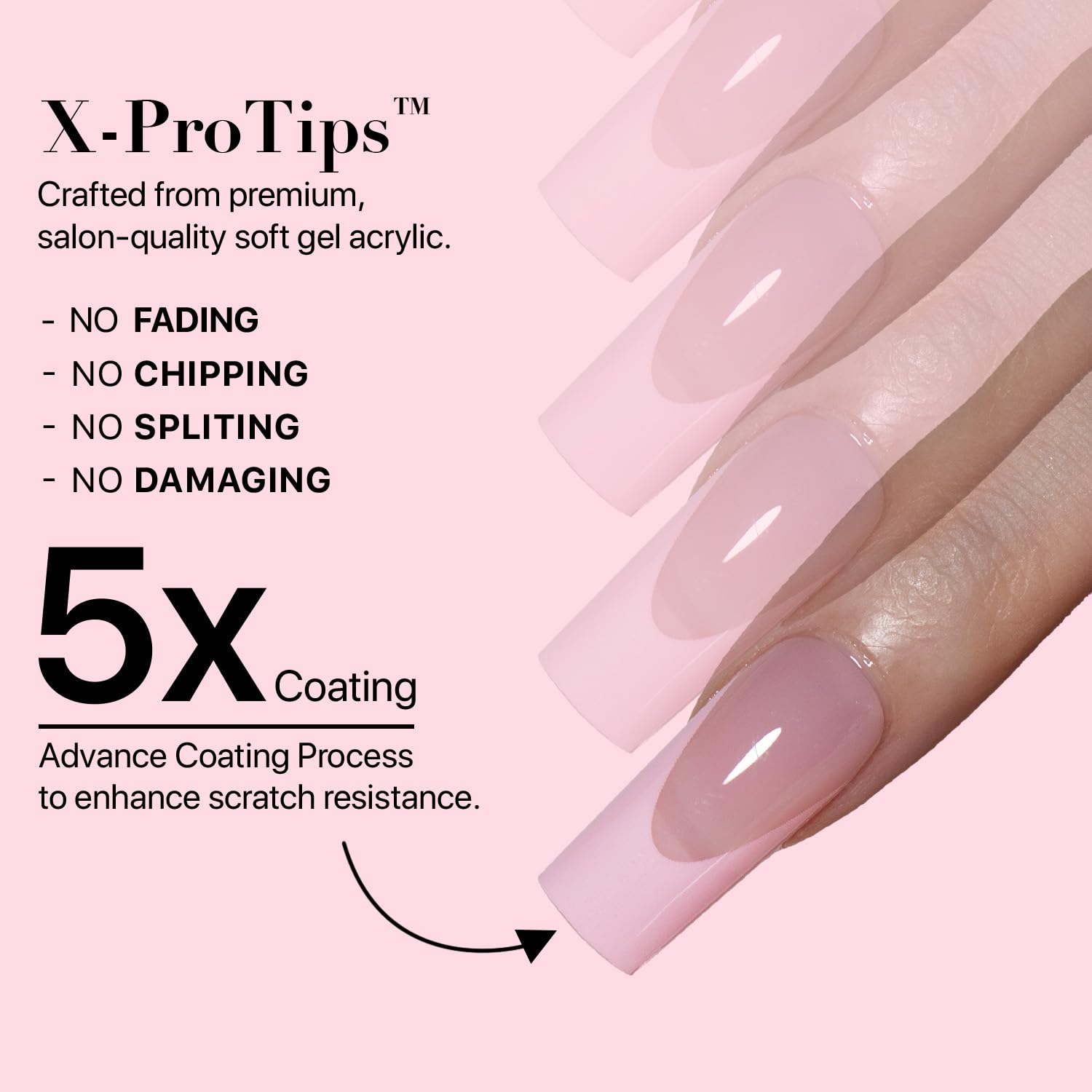 Longitud ajustable para adaptar tu estilo con uñas pegables.