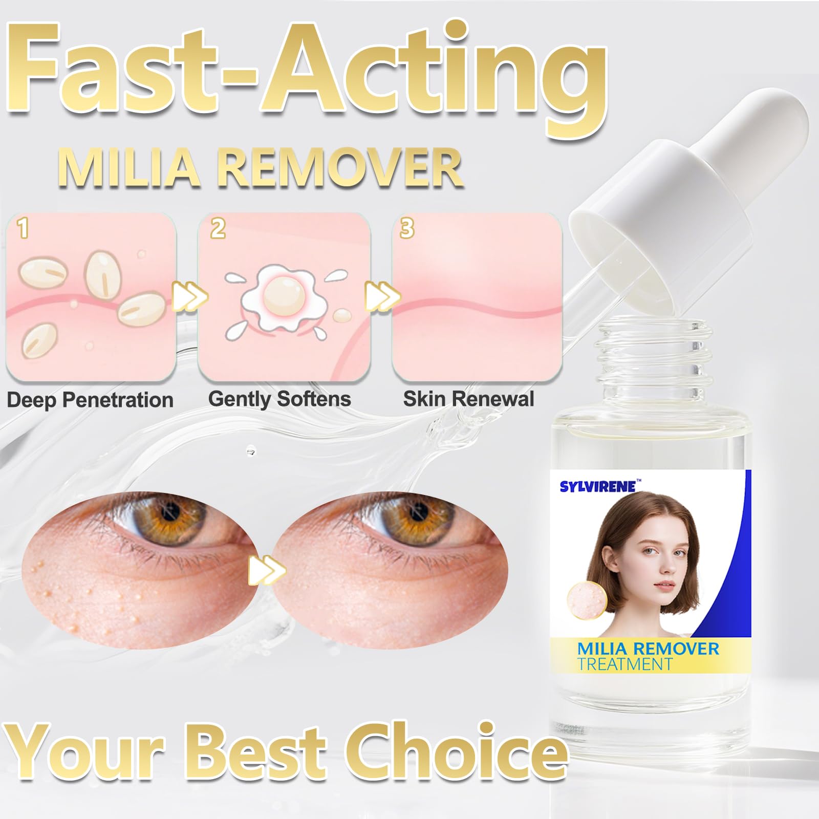 Empaque portátil de Sylvirene Milia Remover Serum para retoques.