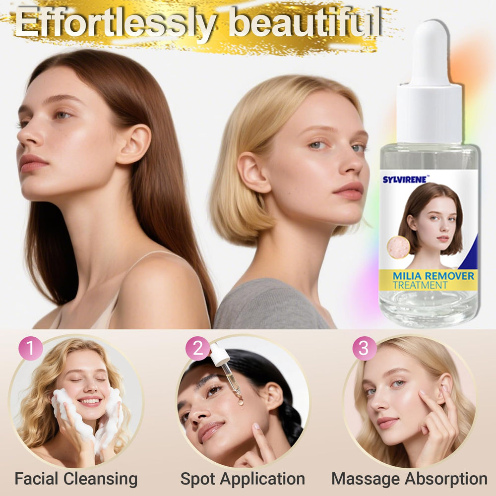 Aplicación nocturna de Sylvirene Milia Remover Serum, cuidado práctico.