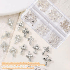 Cruz 3D Symphonyw con incrustaciones para uñas elegantes.