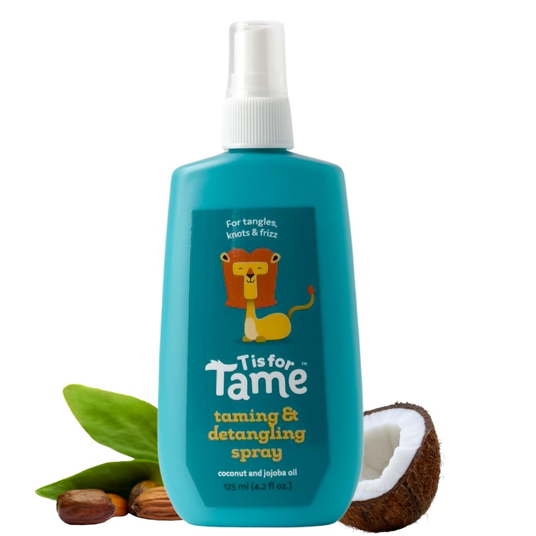 T is for Tame: spray desenredante para niños, facilita desenredar nudos y suaviza el cabello.